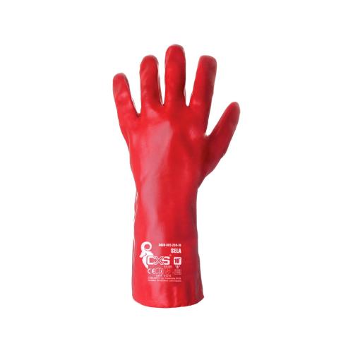Povrstvené rukavice SELA, červené, vel. 10