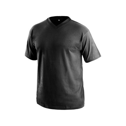 Tričko s krátkým rukávem DALTON, výstřih do V, černá