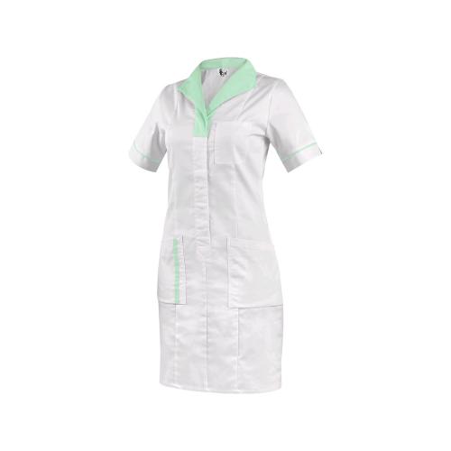 Dámské šaty CXS BELLA bílé se zelenými doplňky, vel. 44