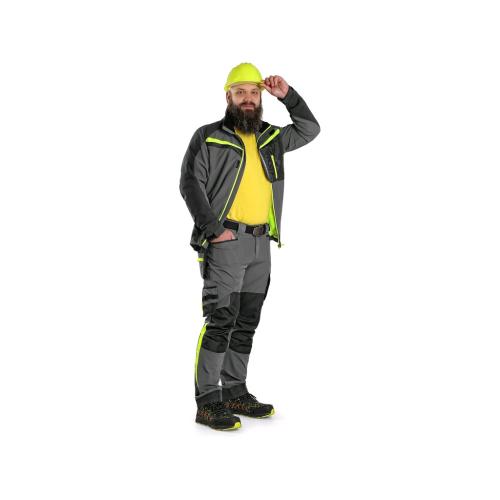 Kalhoty  NAOS pánské, šedo-černé, HV žluté doplňky