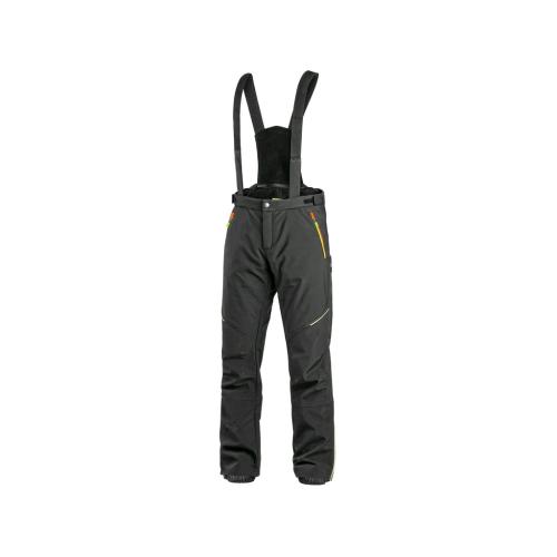 Kalhoty TRENTON, zimní softshell, pánské, černé s HV žluto/oranžovými doplňky