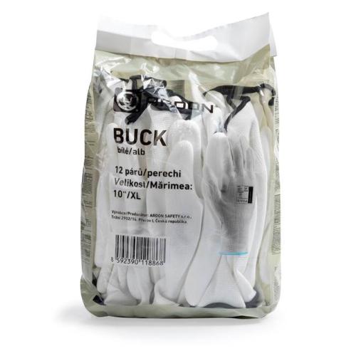 Máčené rukavice ARDONSAFETY/BUCK 09/L - maloobchodní balení 12 párů - bílá 10