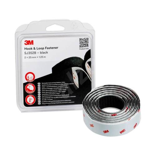 3M™ Hook & Loop™ Samolepící suchý zip SJ352B, 25mm x 1,25m 10