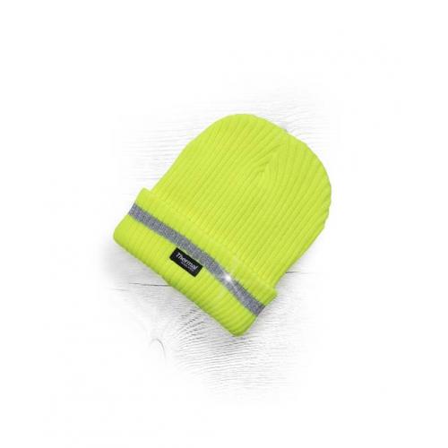 Zimní čepice pletená + fleece hi-viz SPARK žlutá